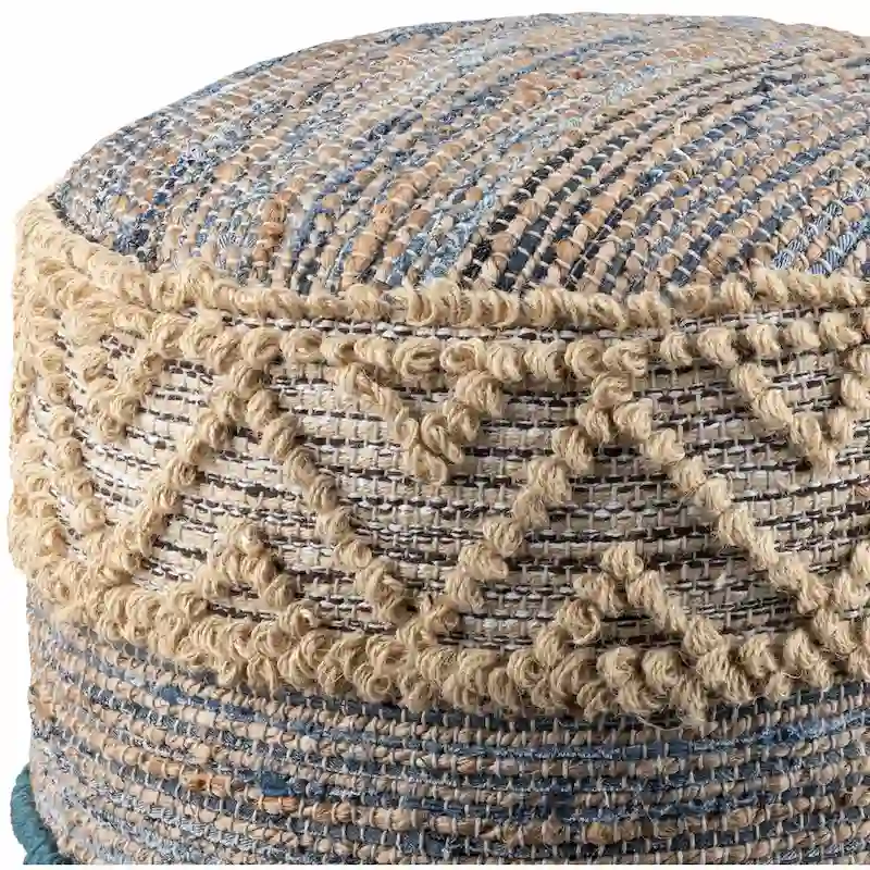 Bohemian Jute 18-inch Cylinder Pouf