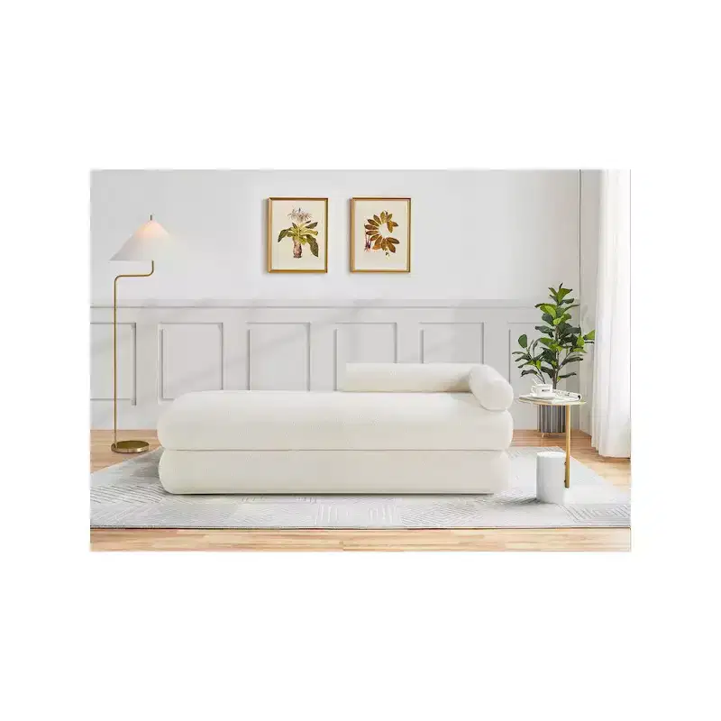 Meridian Furniture,Kennedy Faux Shearling Teddy Fabric Bench