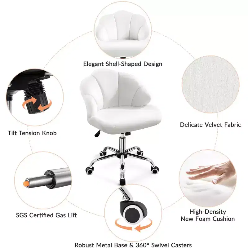 Yaheetech Set of 2 Swivel Upholstered Desk Chair with Tufted Shell-Shaped Back and Adjustable Seat Height