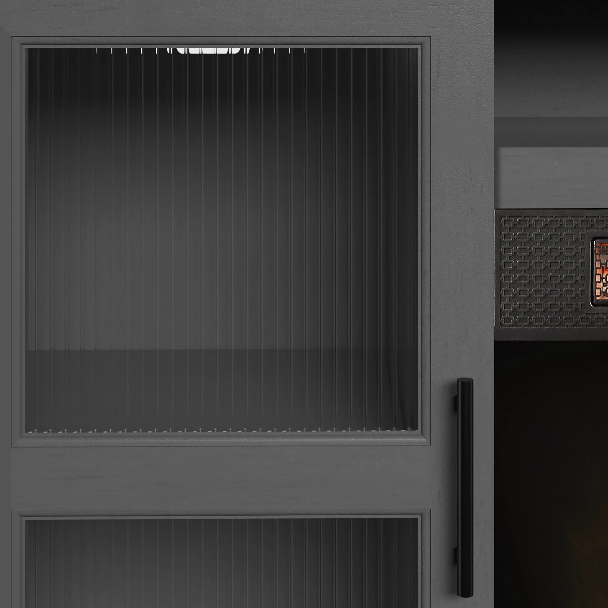 duraflame? Reeded Glass Door Electric Fireplace TV Stand Media Console