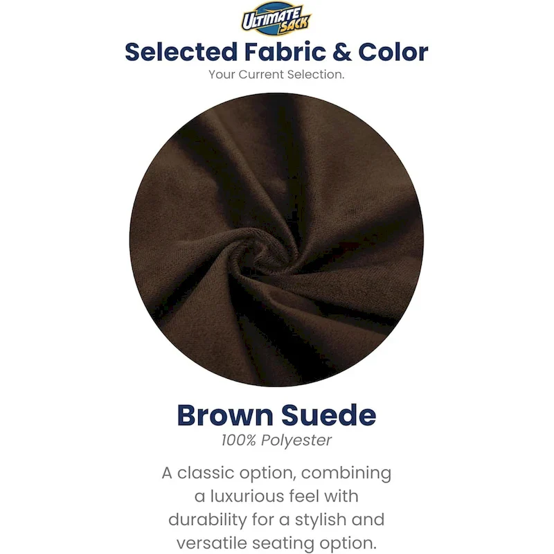 Ultimate Sack 6ft Bean Bag Chair and Footstool, Oversized Lounger, Brown Suede