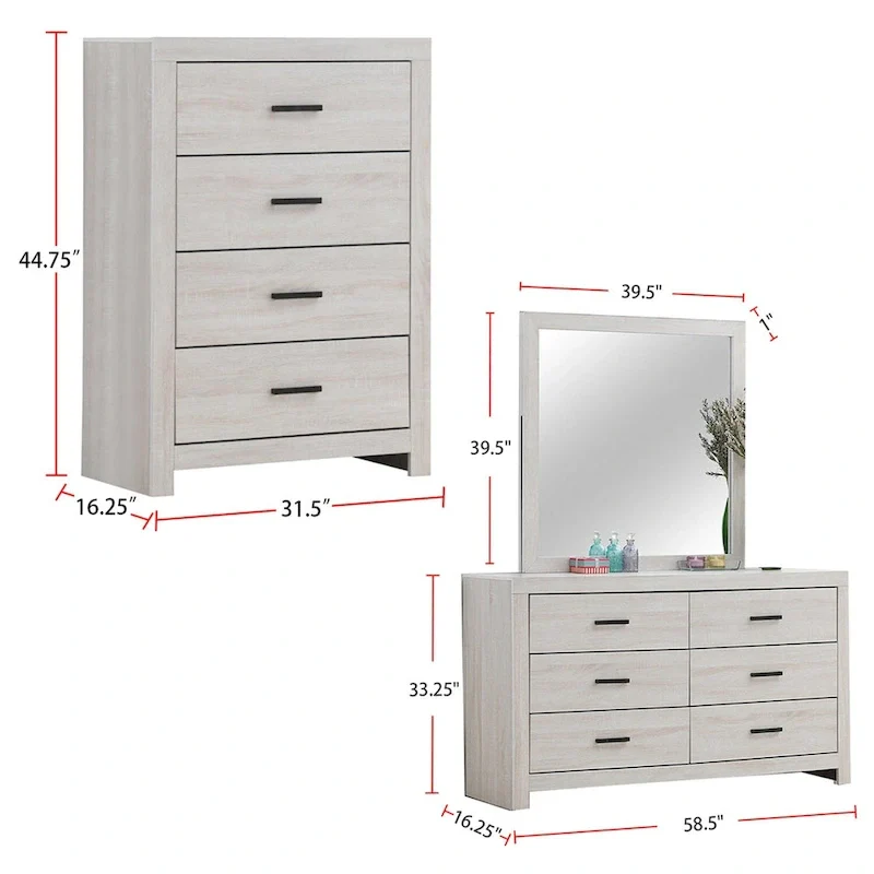 Wooden Queen Bedroom Set in Coastal White