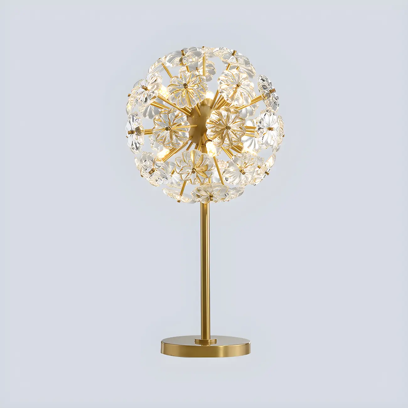 Modern Luxury Gold Flower Shape Crystal Table Lamp