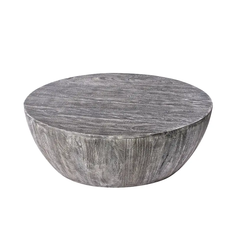 Arthur 35.5 Inch Round Mango Wood Coffee Table Subtle Grains