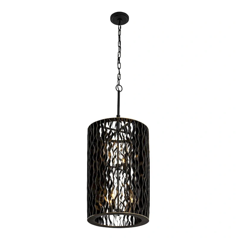 Estela 6-Light Foyer Pendant - Matte Black/French Gold