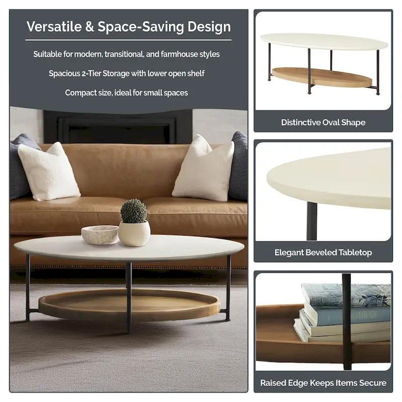 Madison Park Beaumont White/ Natural Coffee Table