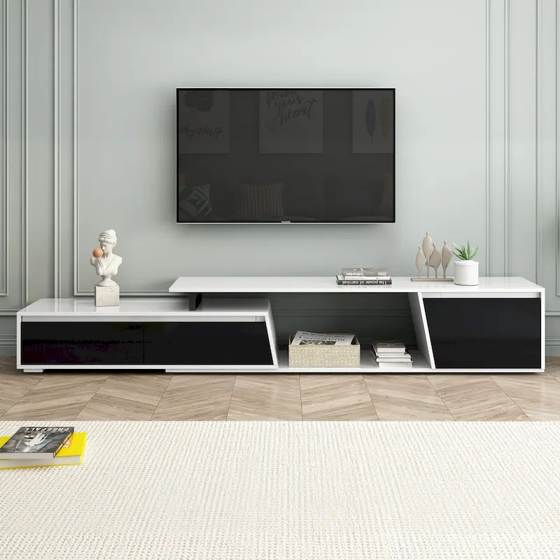 White Modern Extendable TV Stand for 100 TVs