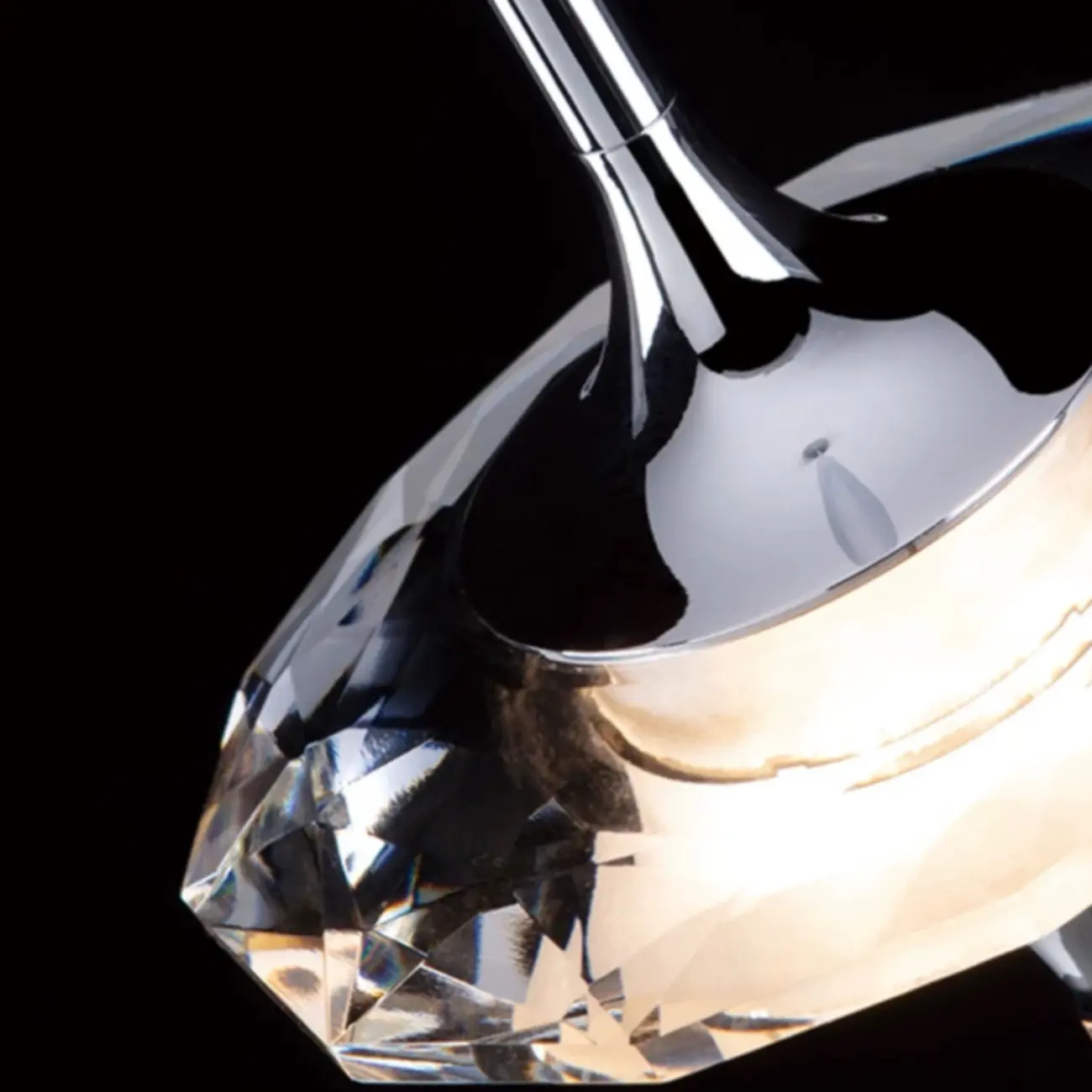 Modern Silver Metal Geometric Crystal Pendant Light