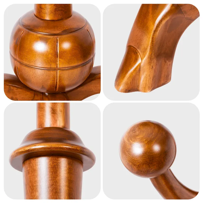 Rubberwood Freestanding Coat Rack with 8 Hooks - 24.5W x 70.87H