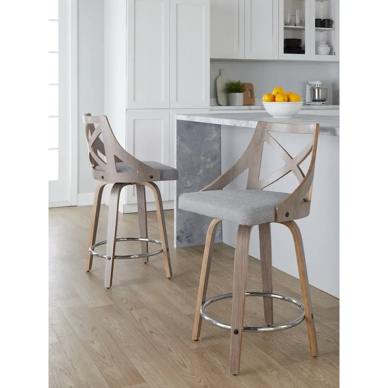 The Gray Barn Charlotte 24  Fixed-Height Counter Stool with Bent Wood Legs (Set of 2)