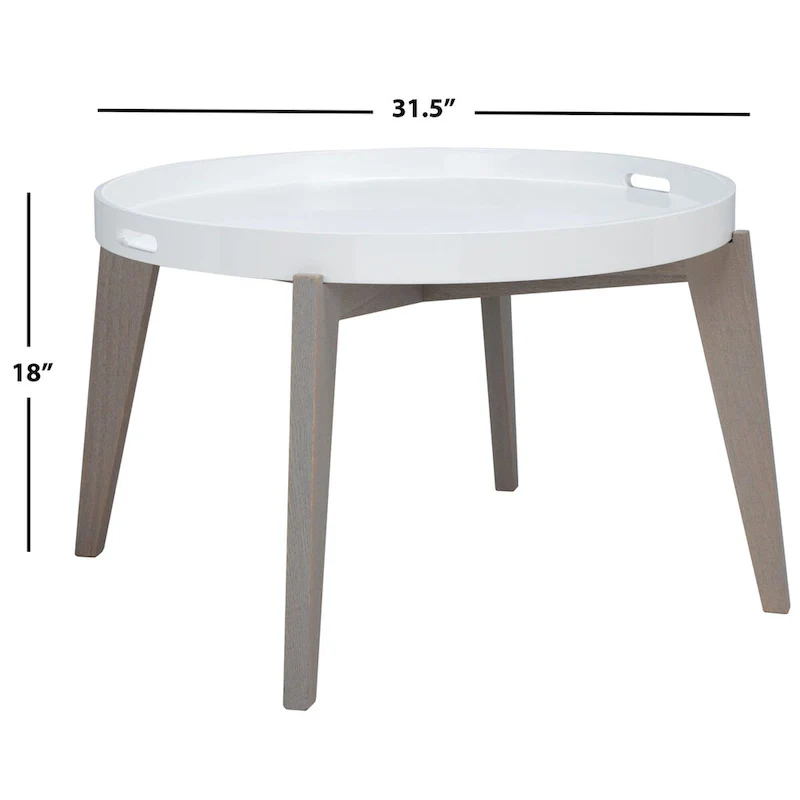 SAFAVIEH Sharron White/ Grey Lacquer End Table - 0 - 32  x 32  x 18  - 32Wx32Dx18H
