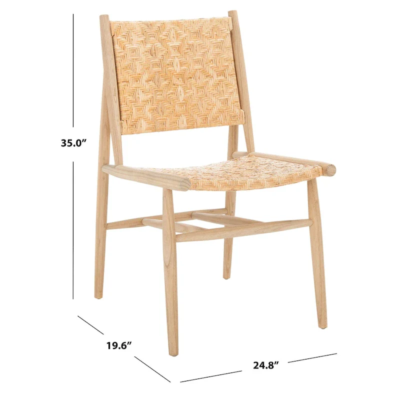 Nadine Coastal Rattan Dining Room Chair (Set of 2) - 24.8 x 19.6 L x 15.7 H - 25Wx20Dx35H