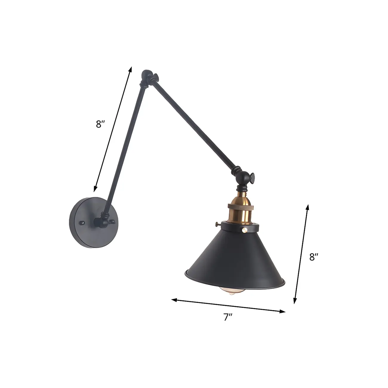 Cone Shade Metal Retro Swing Arm Wall Light