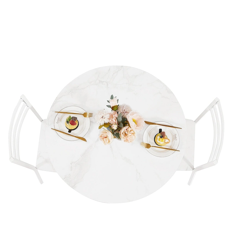 Javlergo 31.5 Round Dining Table Modern Leisure Table with Metal Leg