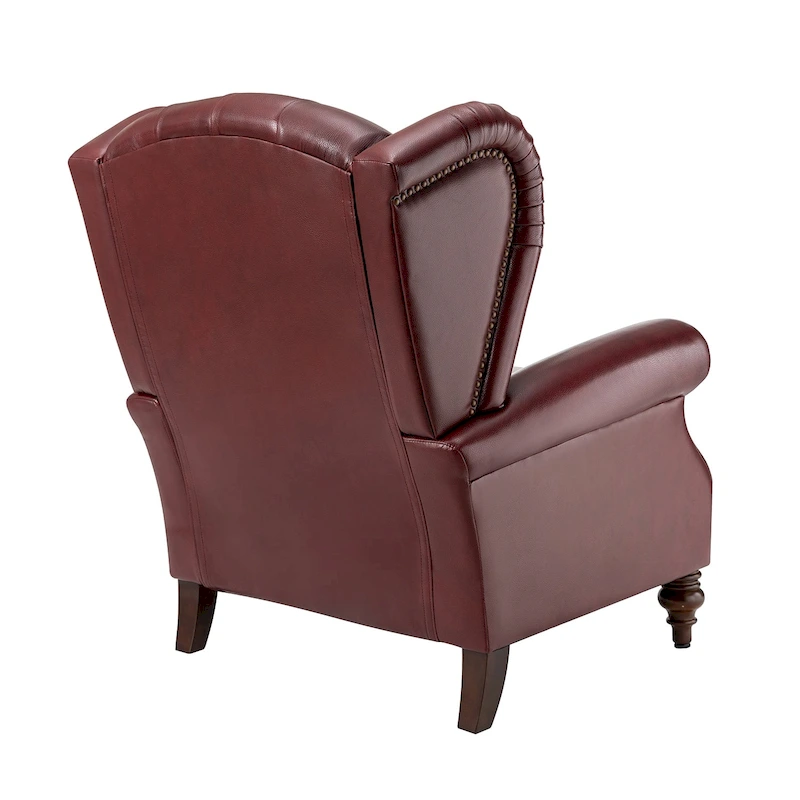Alex Classic Wingback Leather Armchair with Nailhead Trim Set of 2 by HULALA HOME