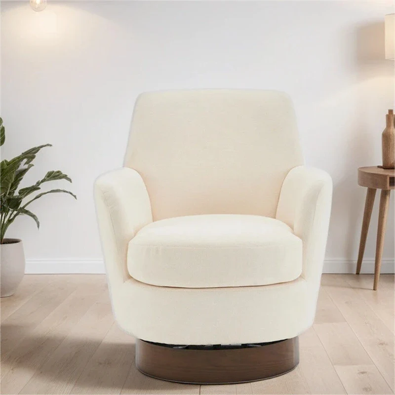 Swivel Round Accent Chairs Armchair with Stainless Steel Base