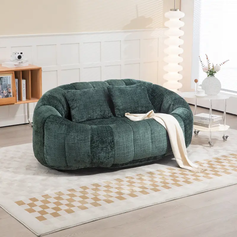 Emerald Modern 59 Chenille Loveseat Chaise Lounge Chair