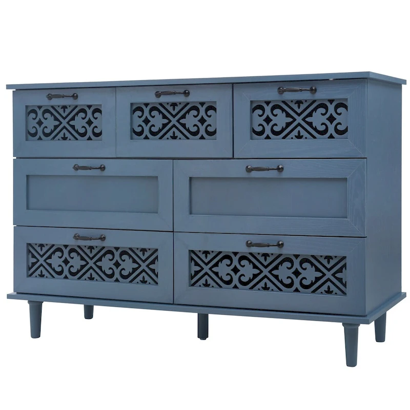 7 Drawer Cabinet,With Black Metal Handle