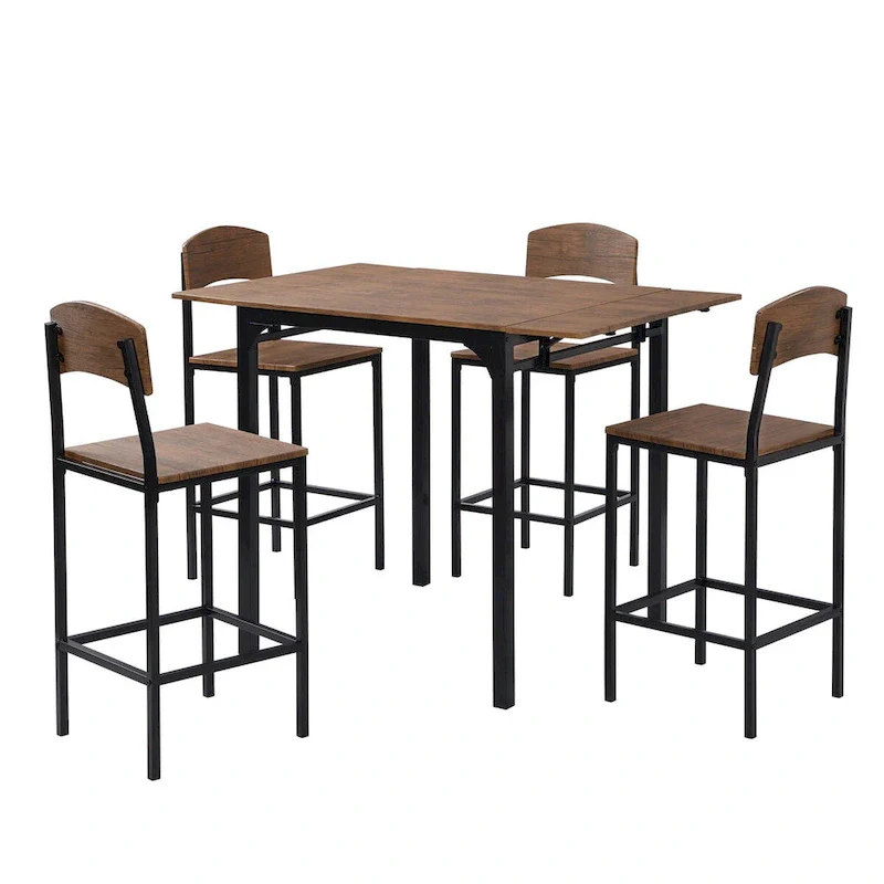 5-piece Counter Height Drop Leaf Dining Table Set