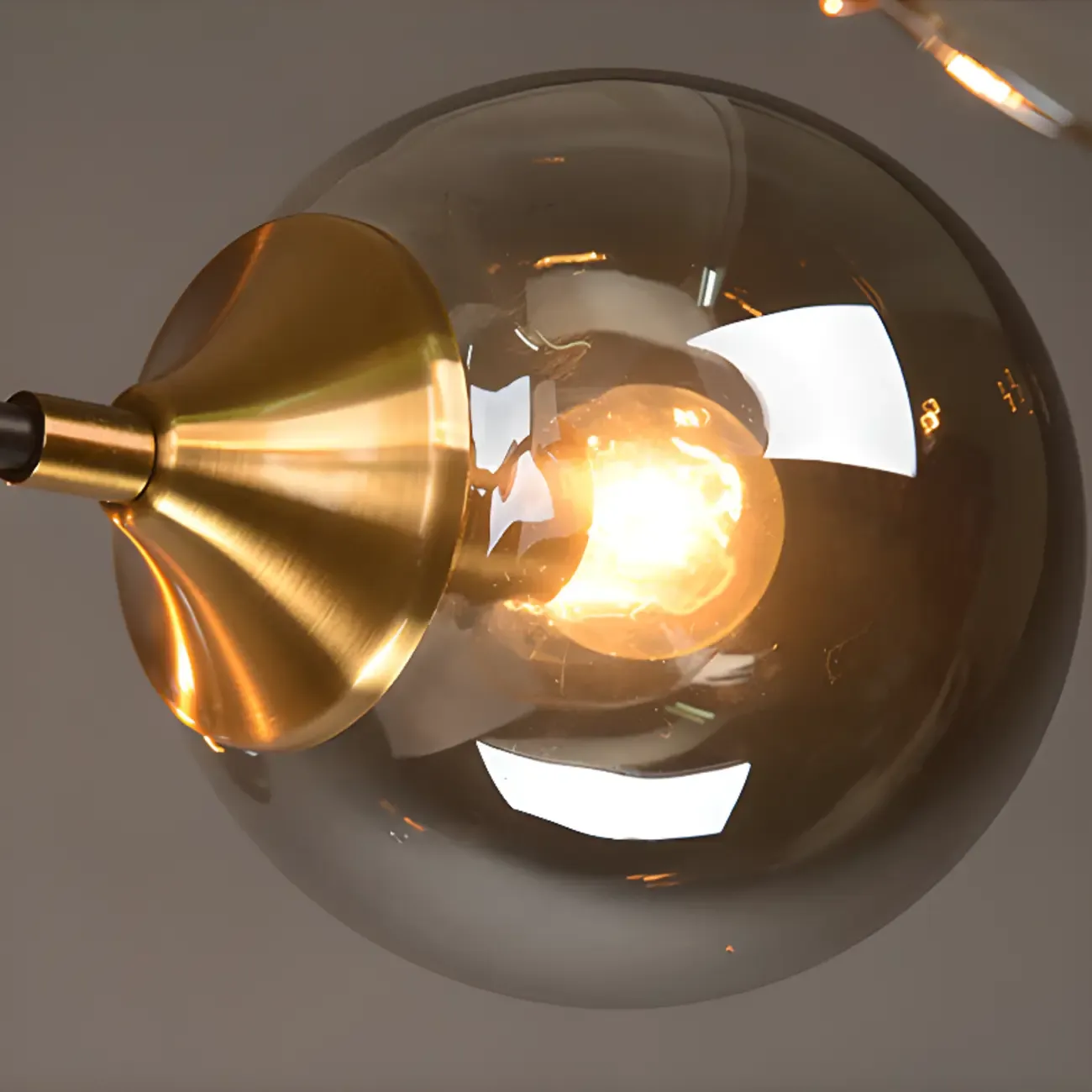 Large Smoke Grey Globe Glass Sputnik Semi Flush Ceiling Light