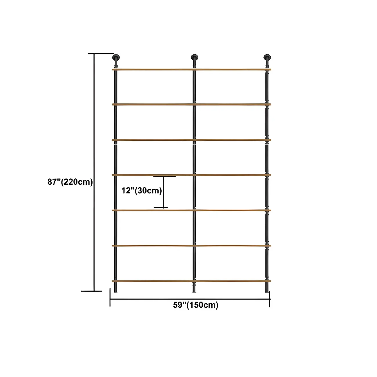 Industrial Black Wood Wall-Mounted Bookcase
