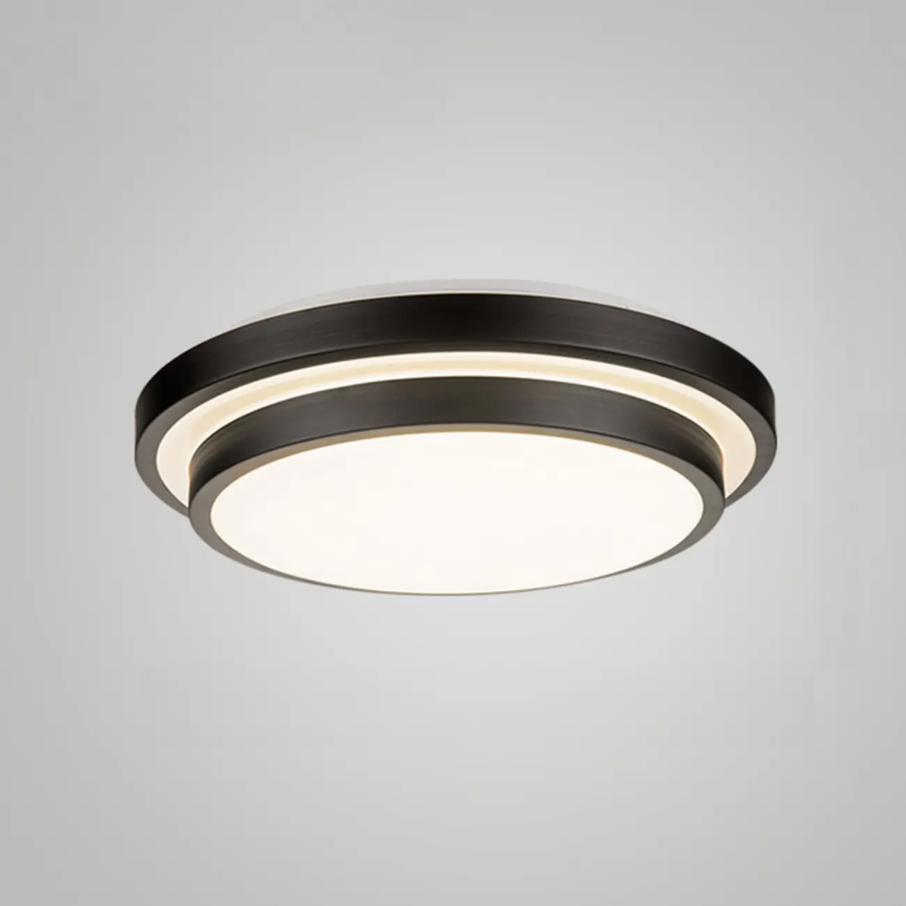 Industrial Black Round Warm LED Flush Mount Ceiling Light