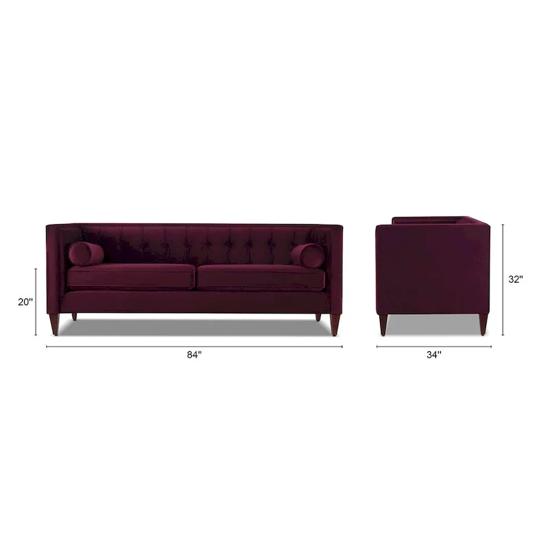 Modern Upholstered Tufted Swallowtail Sofa
