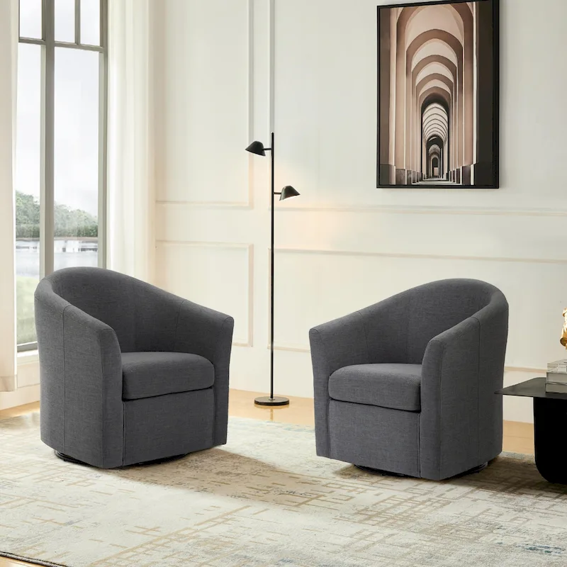 Modern Upholstered Swivel Barrel Chair Living Room Accent Chair