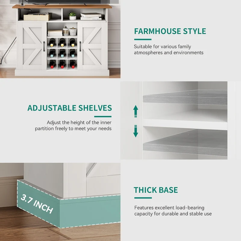 Moasis 52 Buffet Cabinet Farmhouse Coffee Bar Cabinet