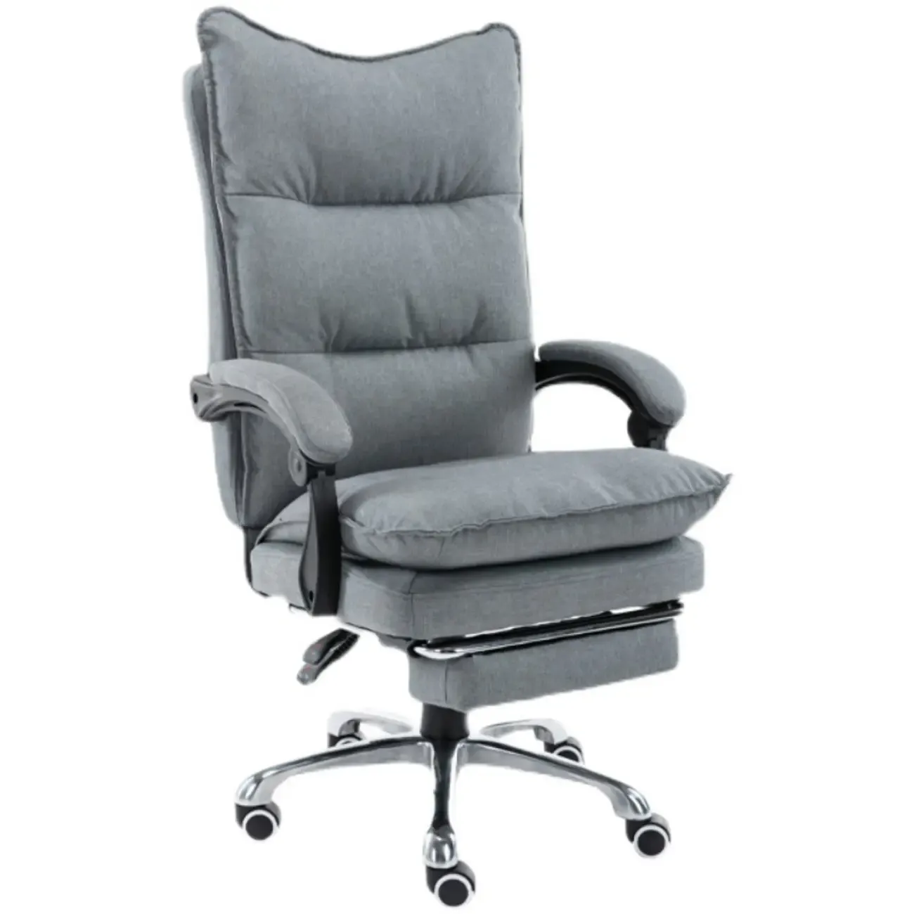 Modern Grey Fabric Office Chair with Footrest
