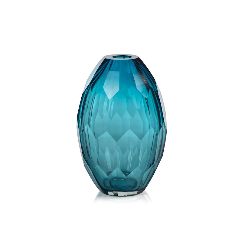 Nixie Hand Cut Blue Glass Vase