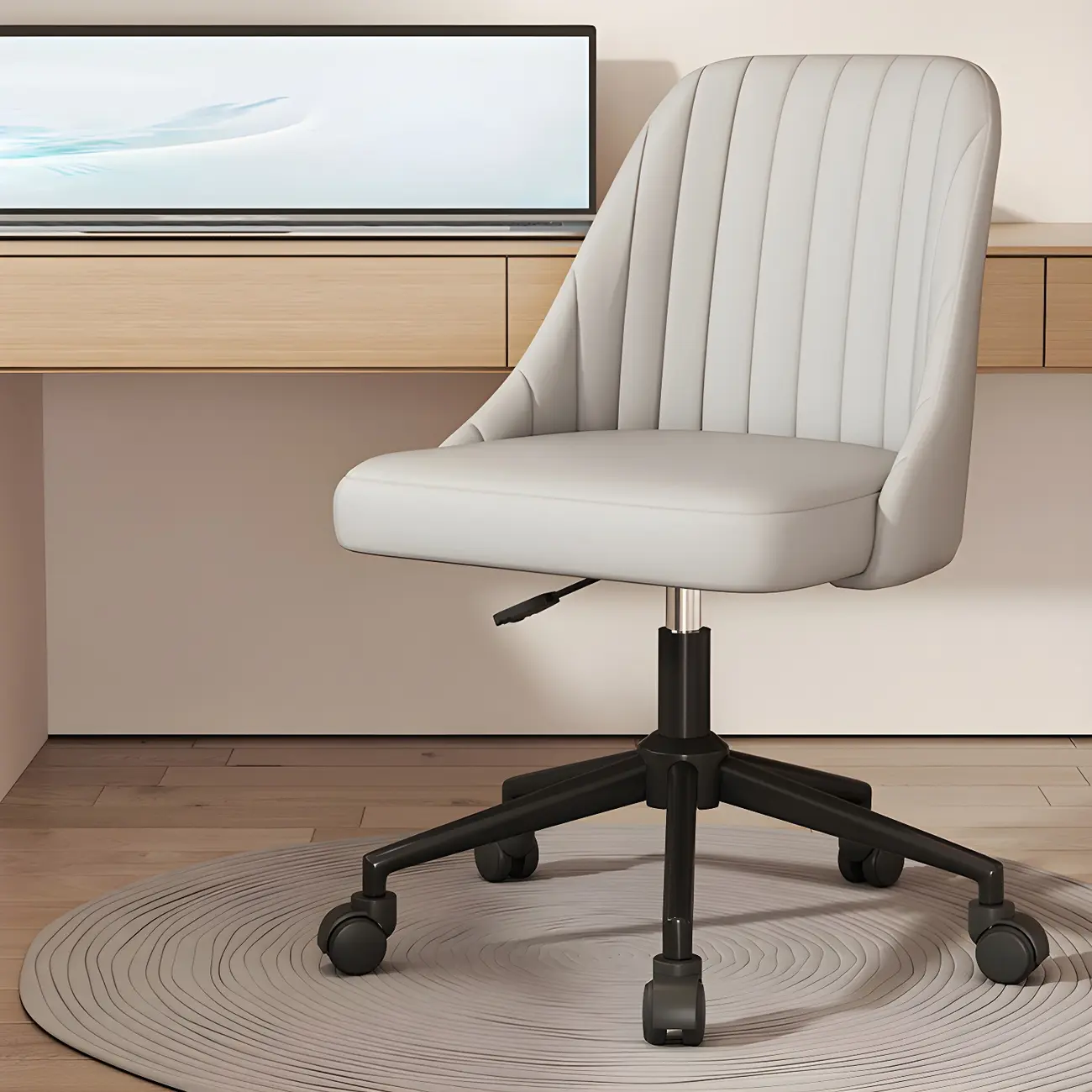 Modern Beige Adjustable Swivel Office Chair
