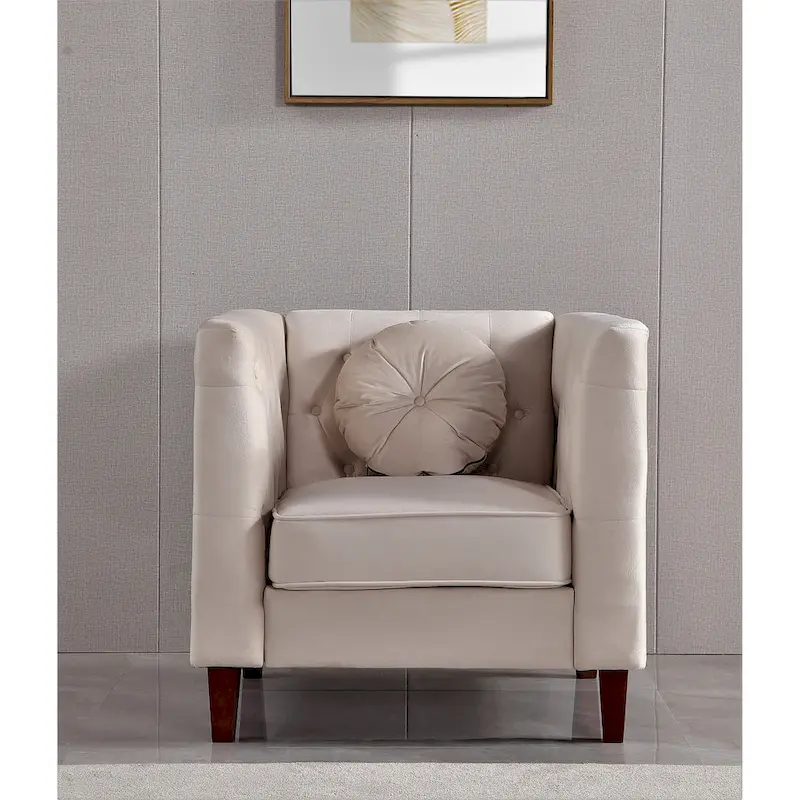 US PRIDE FURNITURE Velvet Classic Chesterfield Chair with Wood legs