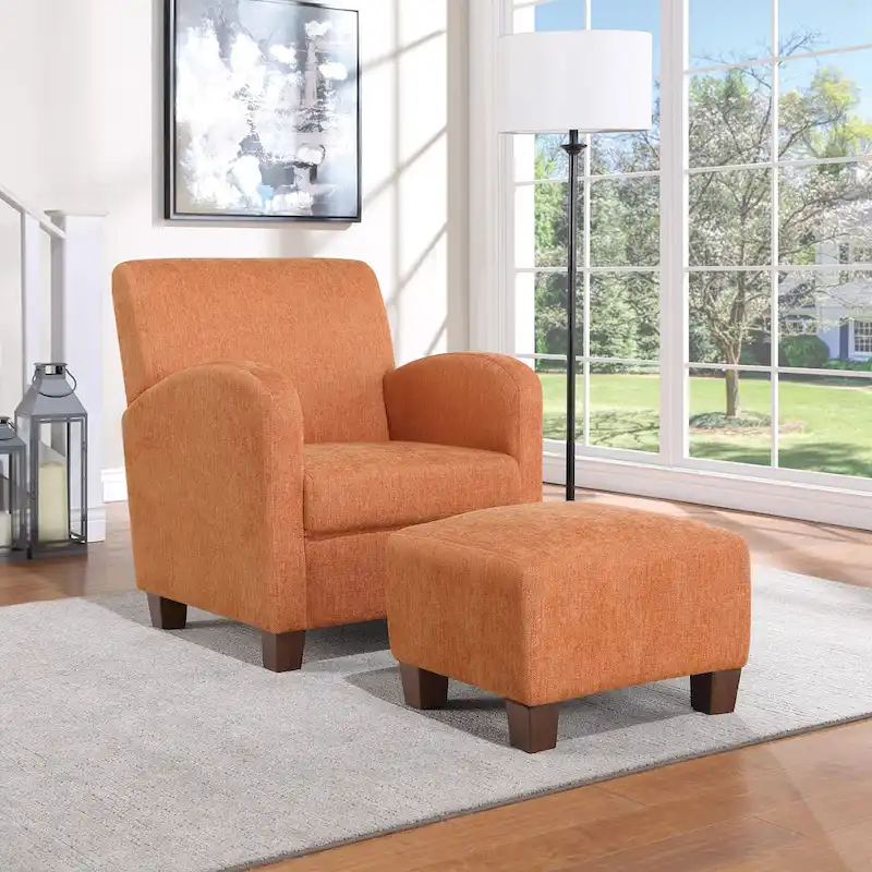 Aiden Chair & Ottoman with Espresso Legs