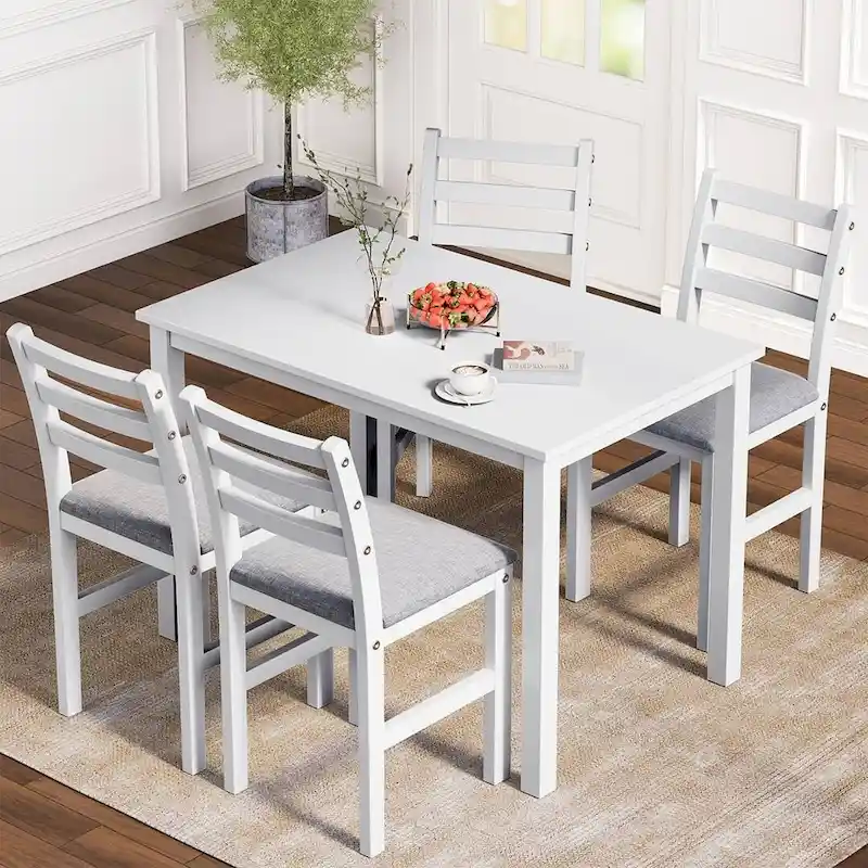 5 PCS Pub Sets Stylish Dining Table Set with 4 Upholstered Chairs