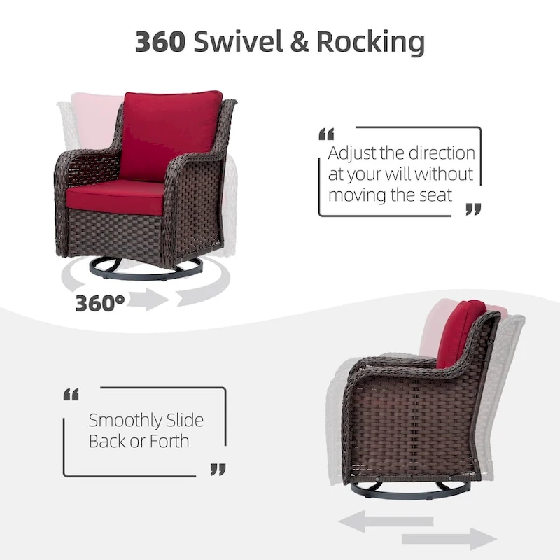 3 Pieces Rocking Wicker Bistro Set