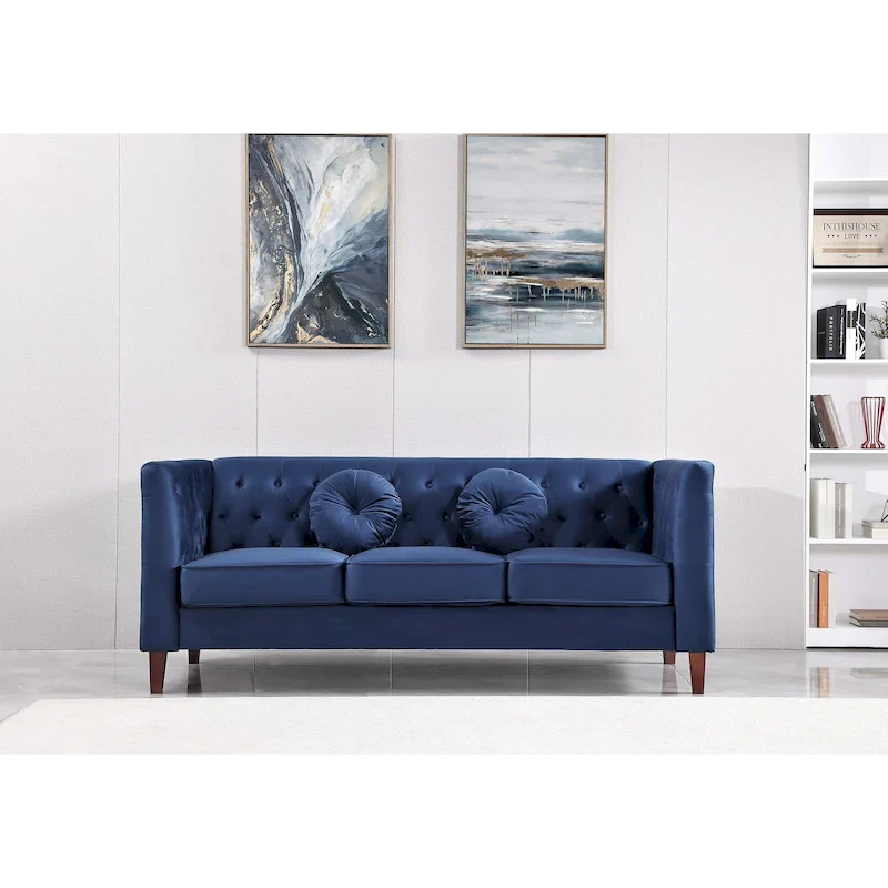 US PRIDE FURNITURE Velvet Classic Chesterfield Sofa with Wood legs