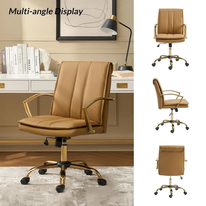 Ignacio Modern Leather Rocking Office Chair with Metal Base by HULALA HOME