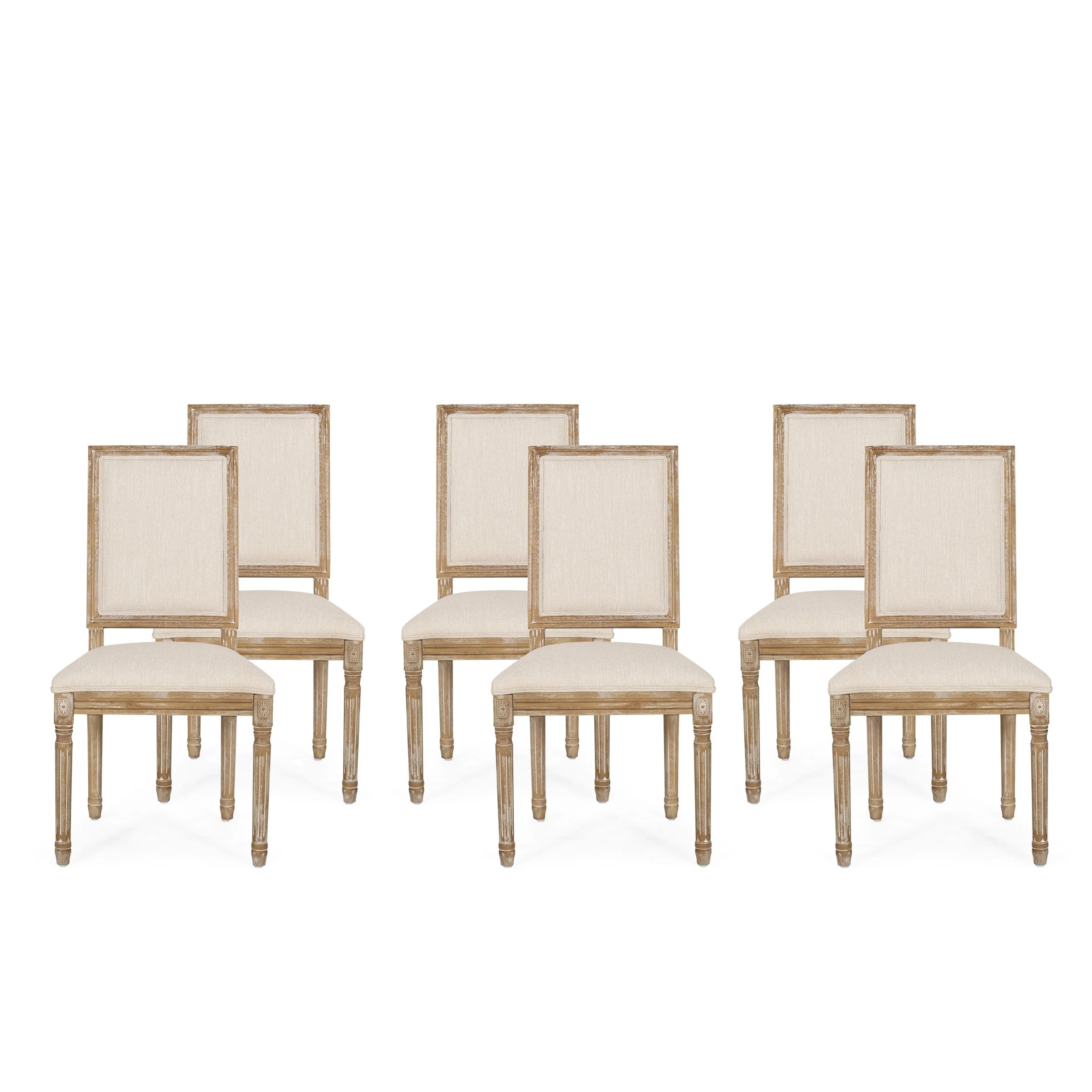 French Country Wood Upholstered Dining Chair (Set of 6) - NH955513