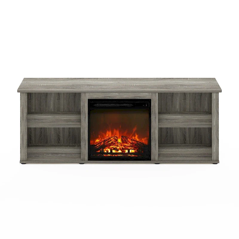 Furinno Classic 60 Inch TV Stand with Fireplace