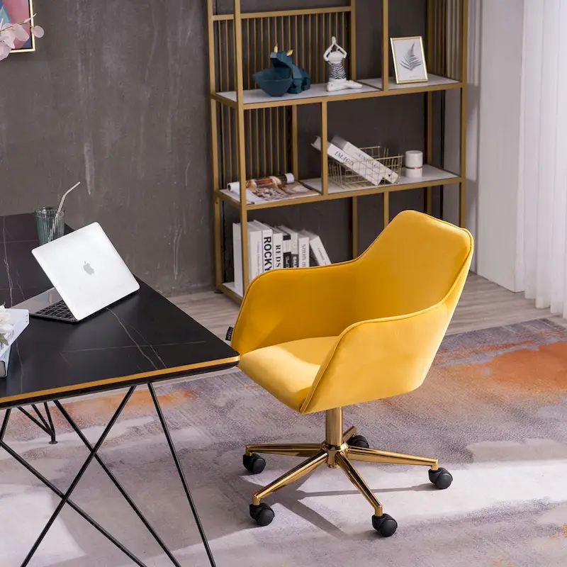 Home Office Chair With Gold Metal Legs