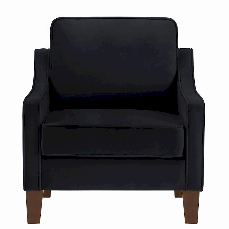 Modern Velvet Upholstered Armchair with Wooden Legs