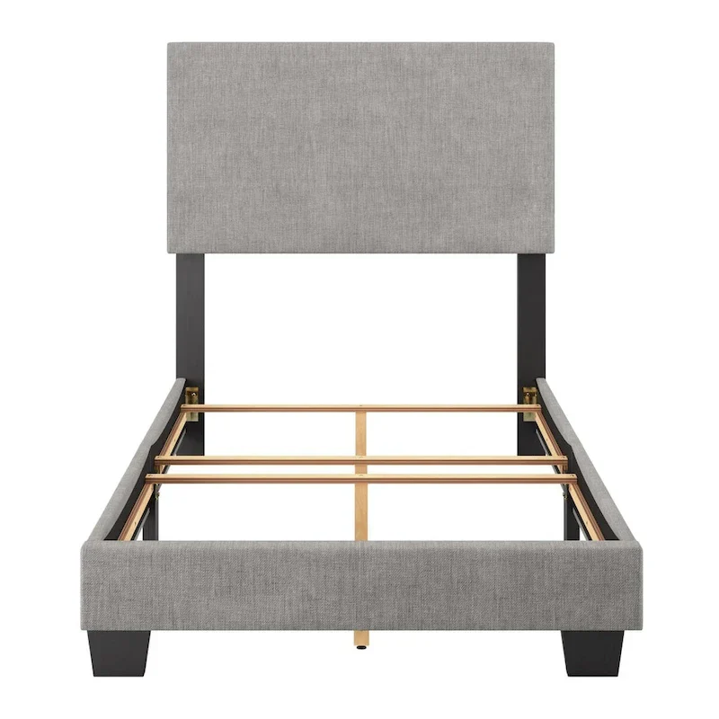 Modern Single/Twin Upholstered Bed with Padded Headboard - Box Spring Required