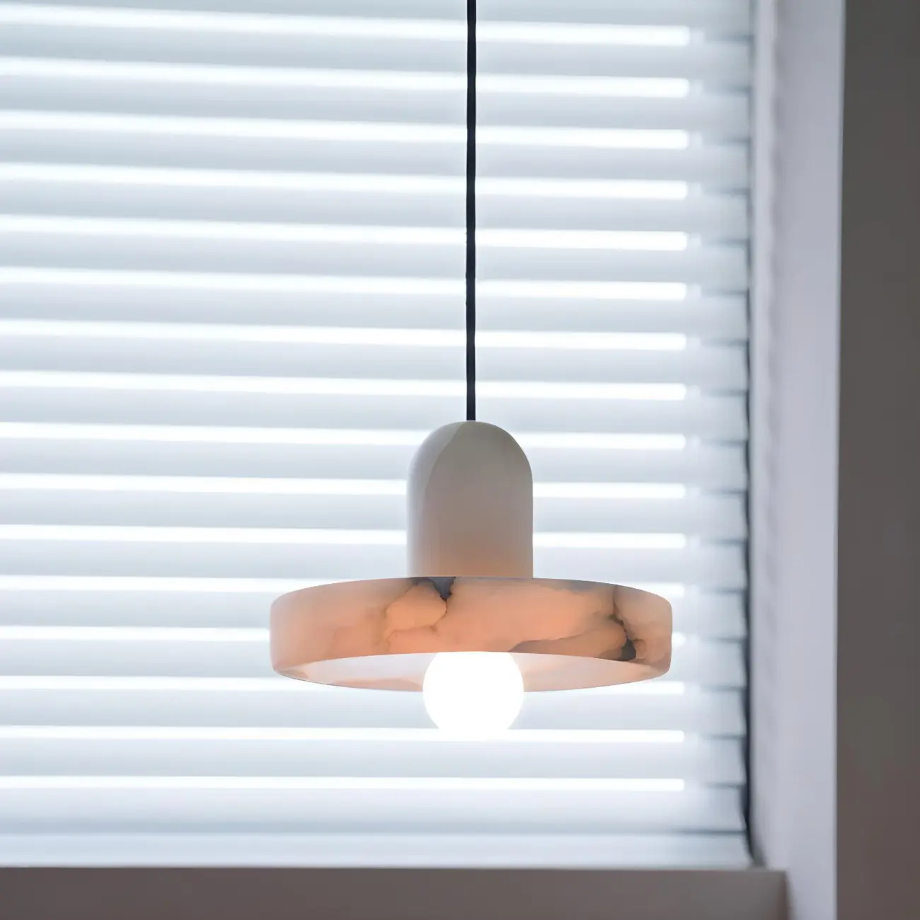 Modern Pendant Chandelier with White Agate Shade