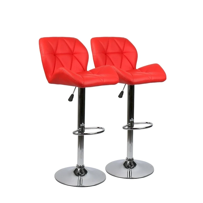 Modern Faux Leather Adjustable Swivel Bar Stools (Set of 2)