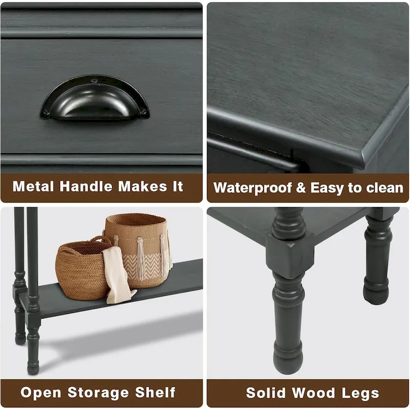 Wood 3-drawer Console Hallway Table