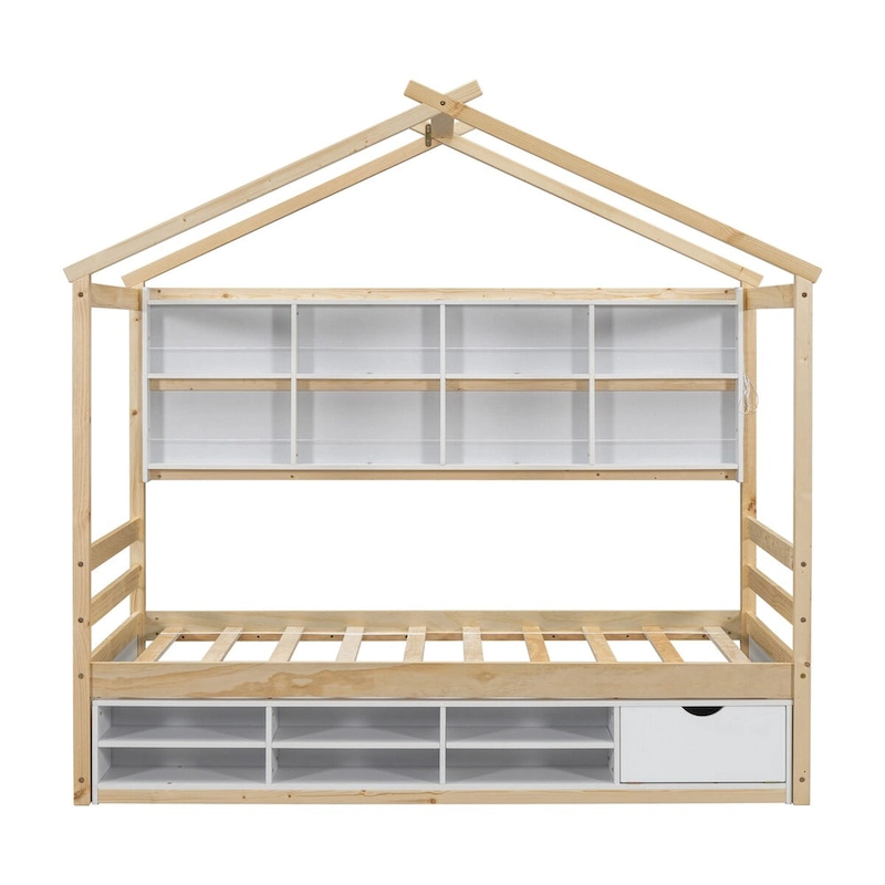 QQ Twin House Bed with Roof Frame