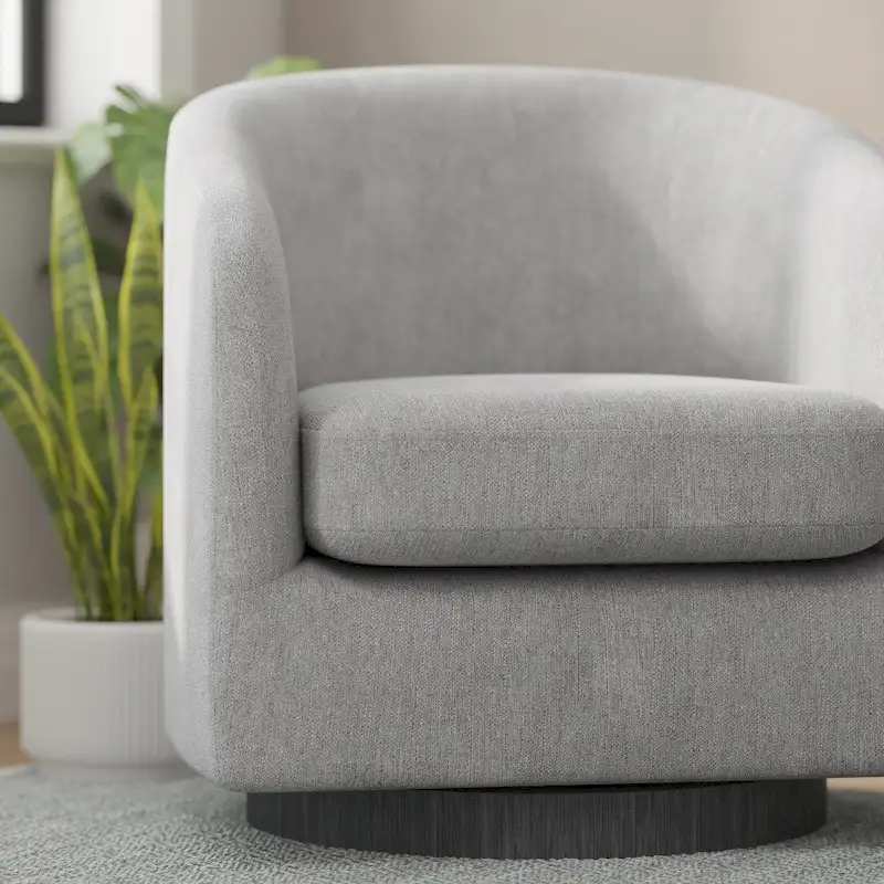 Barrel Accent Chair with 360 Swivel Vinyl Wrapped Base