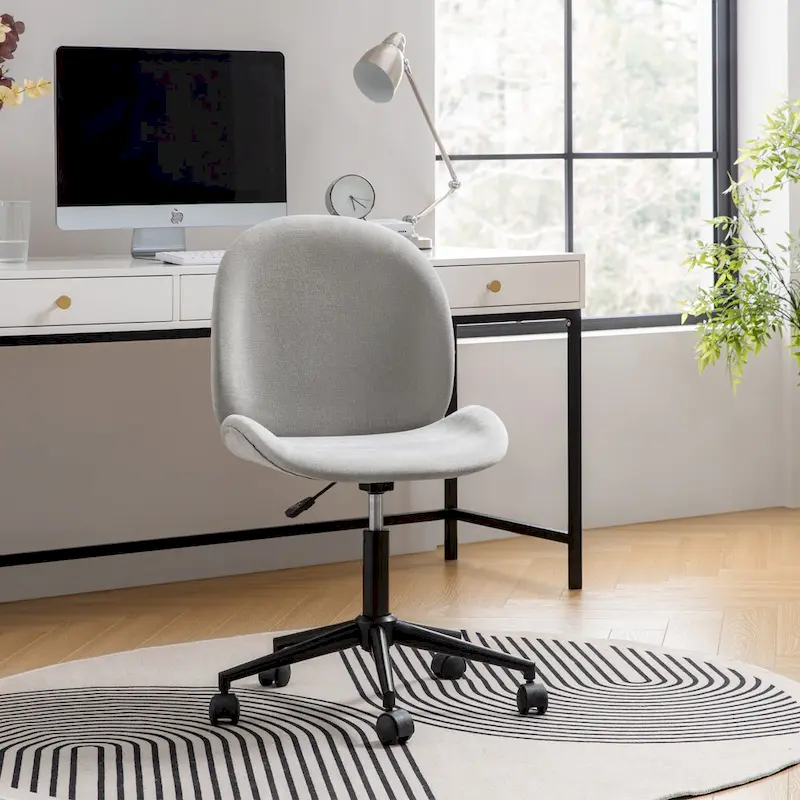 Ines Modern 0ffice Chair 360Whirling Armless With Metal Base by HULALA HOME