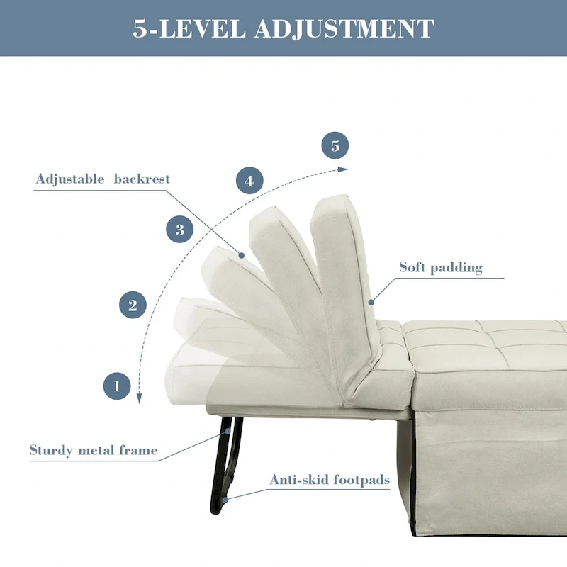 4-1 Adjustable Sleeper Sofa Chair with Ottoman, Sofa Bed ,Couch Bed